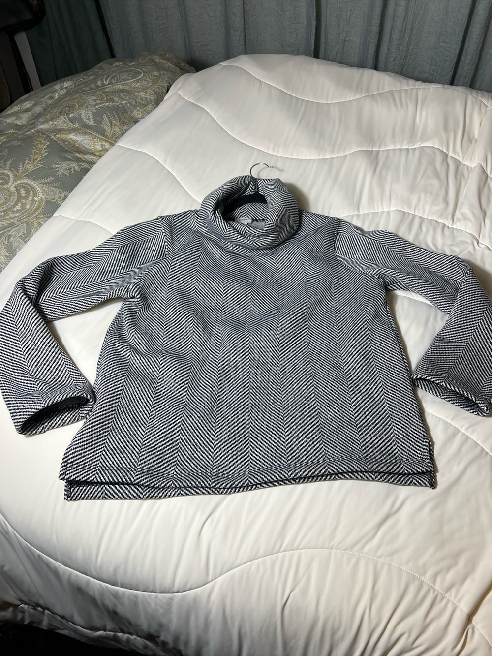 J. Crew Black and White Chevron Cowl Neck Sweater - Picture 9 of 10